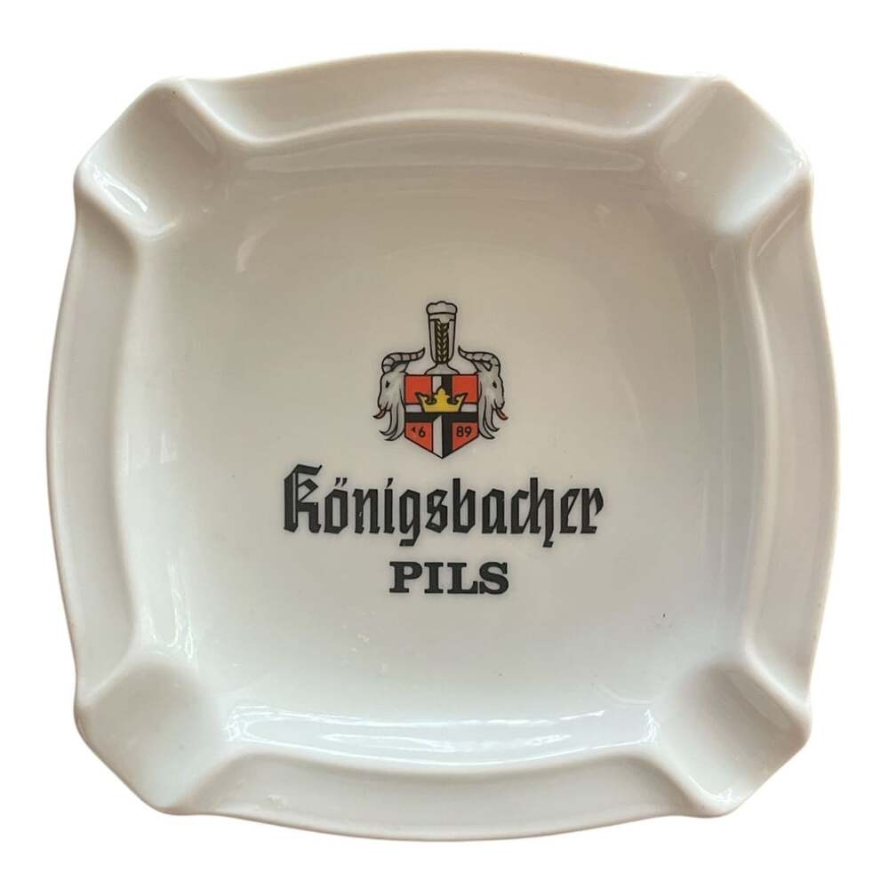 Vintage Rastal Königsbacher Pils German Porcelain Square Beer Ashtray